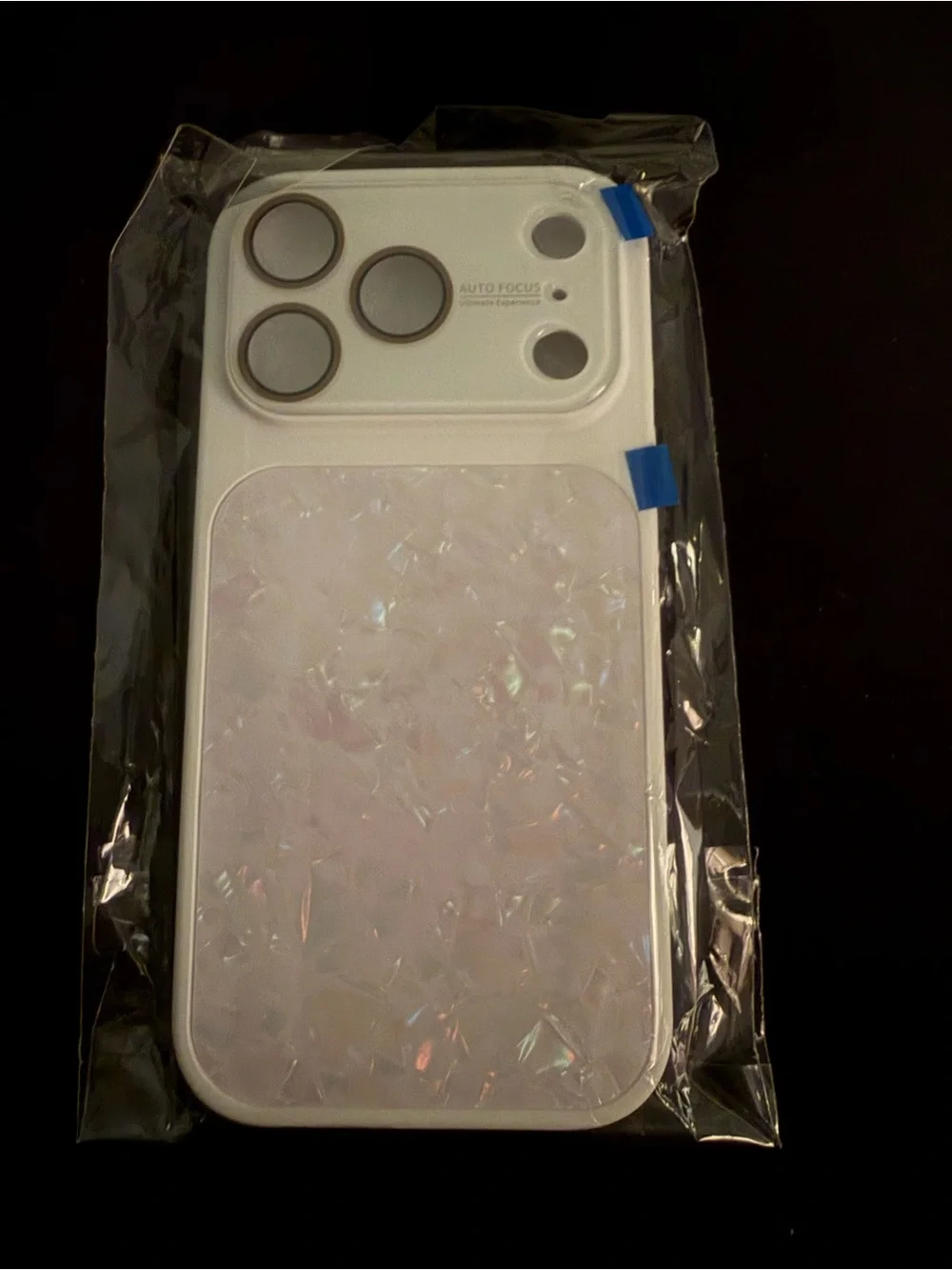 NEW White Iridescent Shell iPhone 17 Pro Case. Hard case. Soft edges.